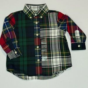 Ralph Lauren Baby Boy Plaid Button Down Shirt - Red, Green, Blue 9 Months